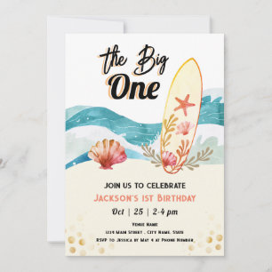Invitation Big One Surfing 1er Anniversaire orange