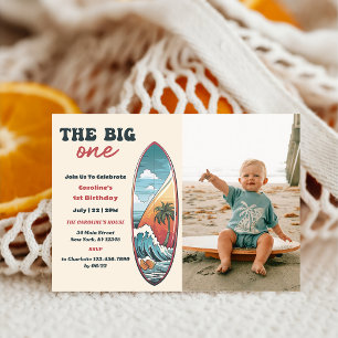 Invitation Big One Tropical Hawaiian Surf Photo Anniversaire