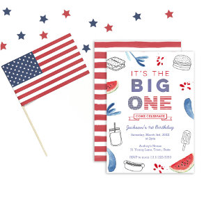 Invitation Big One USA Flag 1er Anniversaire, Unisex