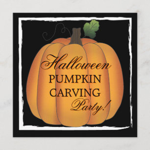 Invitation Big Orange Halloween Citrouille Carving Party
