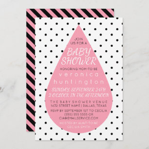 Invitation Big Raindrop & Baby shower rose Pois