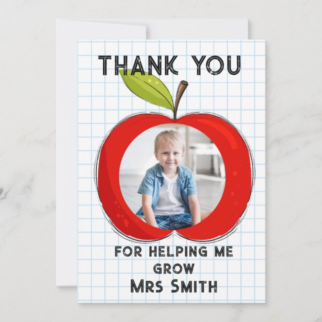 Invitation Big RED apple it takes a big heart photo card (Devant)