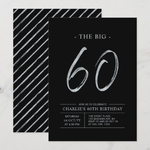 Invitation Big Sixty   Soixantième Anniversaire Argent & Noir
