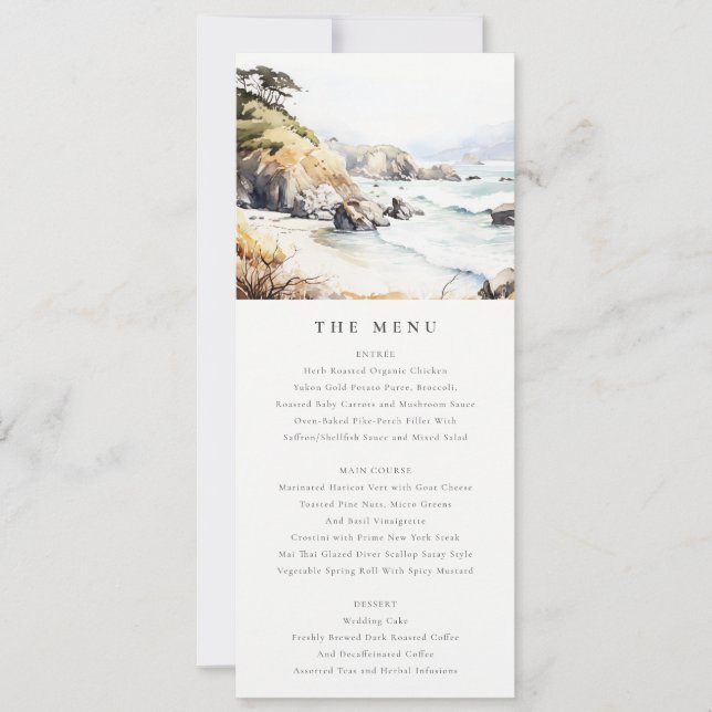 Invitation Big Sur, California Landscape Wedding Menu Card (Devant)