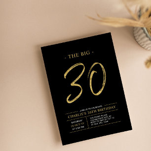 Invitation Big Thirty   Soirée d'anniversaire Gold & Black 30