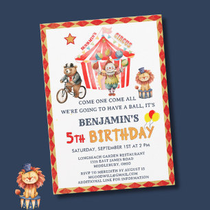 Invitation Big Top Carnival Carnival Boy Cinquième anniversai