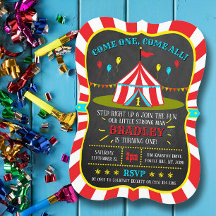 Invitation Big Top Carnival Carnival Chalkboard 1er anniversa