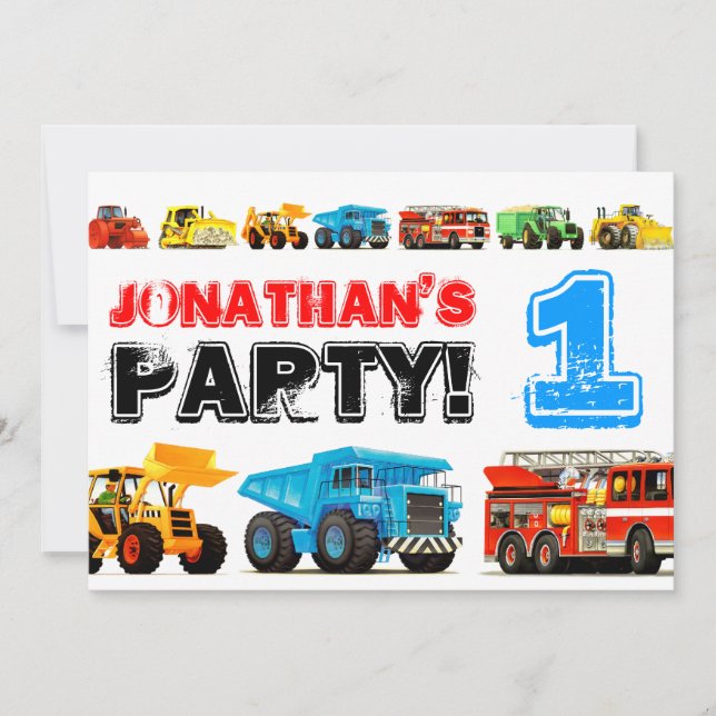 Invitation Big Trucks 1er anniversaire (Devant)