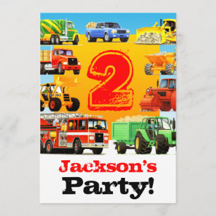 Invitation Big Trucks Party du 2e anniversaire
