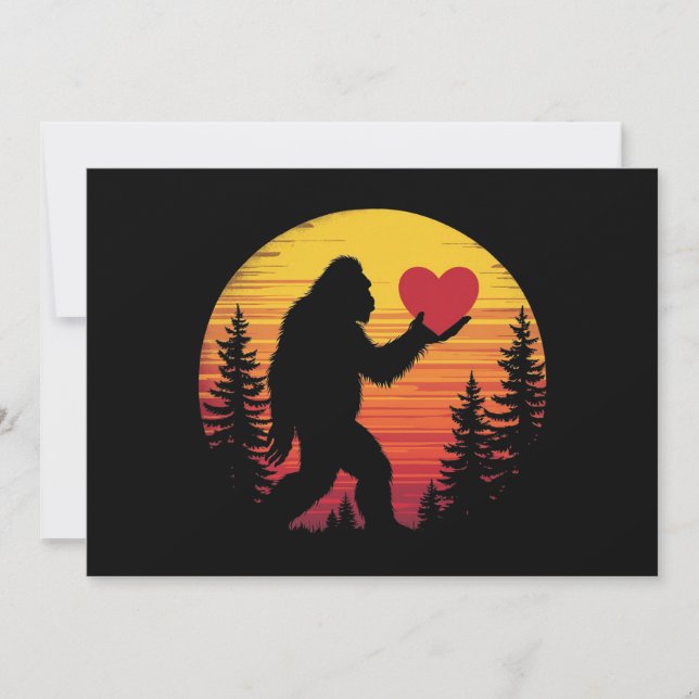 Invitation Bigfoot Coeur Valentines Aimer Sasquatch coucher d (Devant)