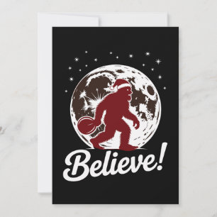 Invitation Bigfoot Croire Noël Chapeau de Père Noël Lune Sasq