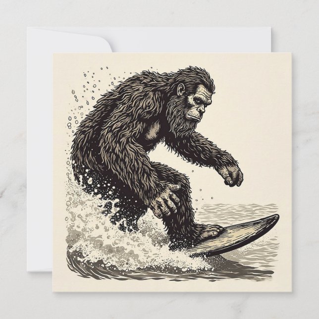 Invitation Bigfoot faisant du surf (Devant)