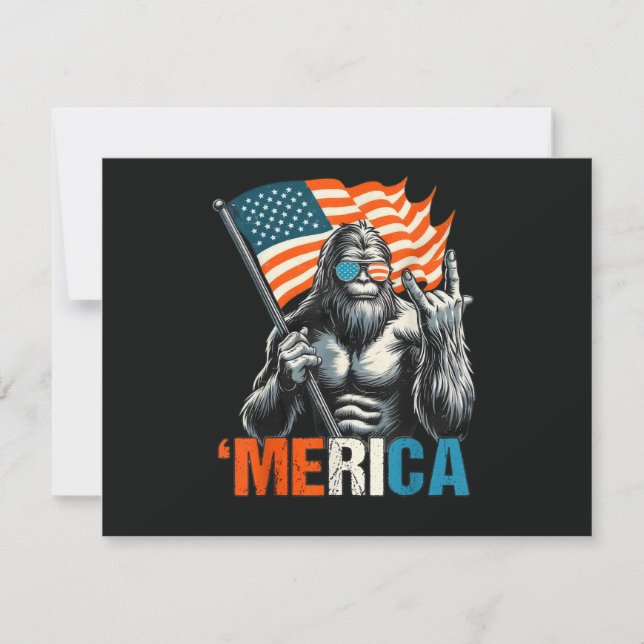 Invitation Bigfoot Merica Rock Drapeau Américain (Devant)