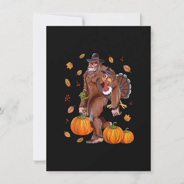 Invitation Bigfoot Sasquatch Dinde Pumpkin Joyeux Thanksgivin (Devant)