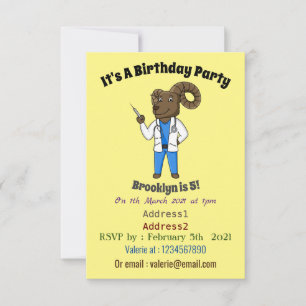 Invitation Bighorn sheep doctor cartoon illustration