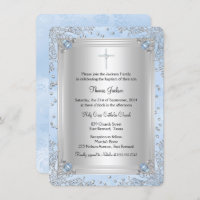 Bijou bleu étincelant Baptême/Invitation de baptêm