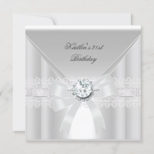 Invitation Bijou de perle blanche pour fête d'anniversaire 21