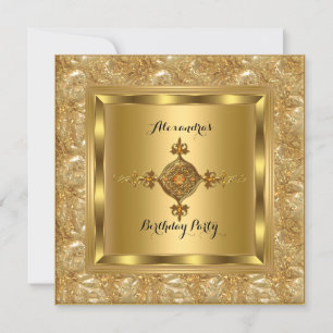 Invitation Bijou Diamant Or Élité Élégant Fête d'Anniversaire