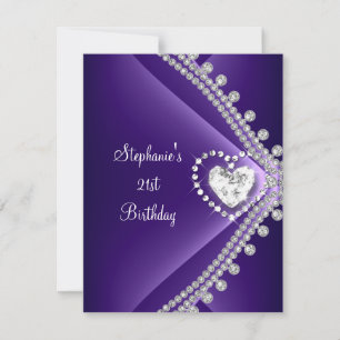Invitation Bijou Diamant Purple Heart pour fête d'anniversair
