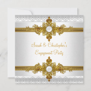 Invitation Bijou élégant de fête de fiançailles en or blanc