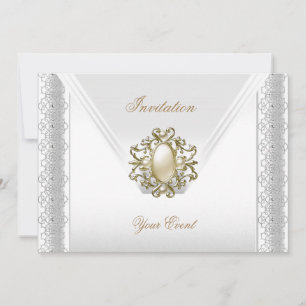 Invitation Bijou élégant en soie blanche perle pour toutes le