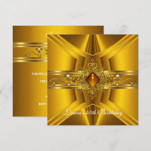 Invitation Bijou élégant royal pour 40e anniversaire or jaune