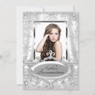 Invitation Bijou étincelant en argent Quinceanera