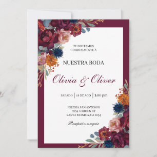 Invitation Bijou fleuri espagnol mariage