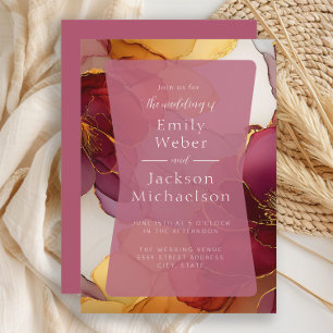 Invitation Bijou orange Bourgogne Tone Mariage d'encre d'alco