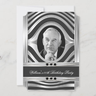 Invitation Bijou Photo Noir Look Métal Argenté Homme