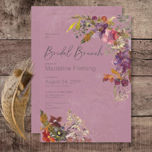 Invitation Bijou rustique Boho Tone Plum Florals Bridal Brunc