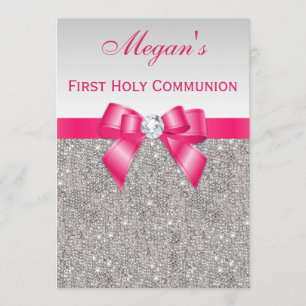 Invitation Bijoux argentés de première sainte communion, arc