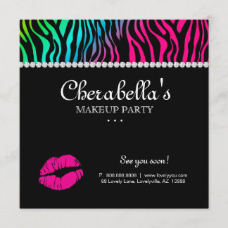 Invitation Bijoux d'arc-en-ciel de zèbre d'invitation de