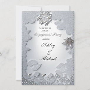 Invitation bijoux de fiançailles argent chic tendance diamant