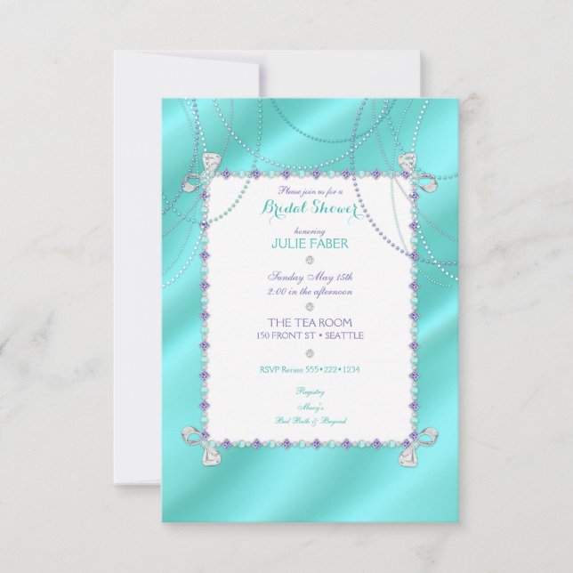 Invitation Bijoux de Turquoise Diamants Perles Améthyste sur  (Devant)