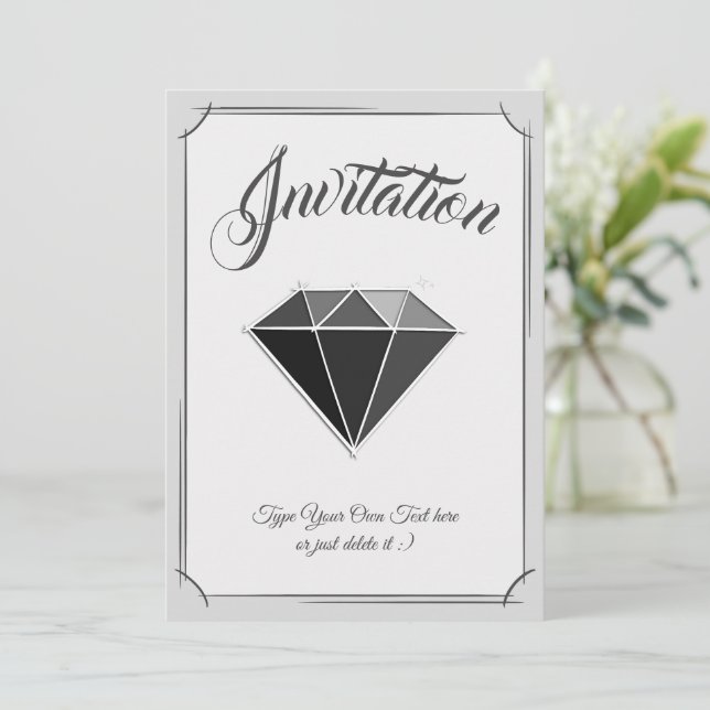 Invitation Bijoux en gemme de diamant noir. (Debout devant)