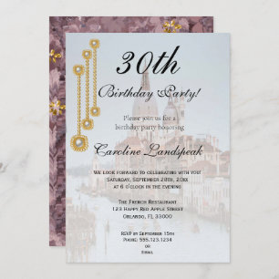 Invitation Bijoux en perles d'or et de blanc à Venise Joyeux