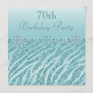 Invitation Bijoux imprimés Turquoises et Parties scintillant 