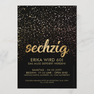 Invitation Bijoux noir en or 60. Date de naissance