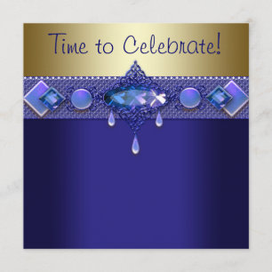 Invitation Bijoux Purple Royal Blue Gold fête d'anniversaire