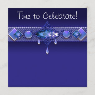 Invitation Bijoux Royal Navy Bleu Fête d'anniversaire de femm
