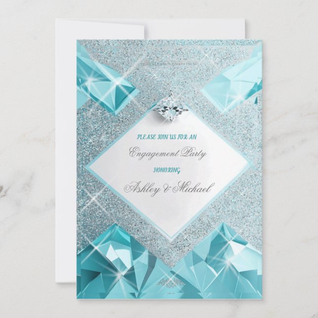 Invitation bijoux tendance turquoise scintille sophistiqué (Devant)