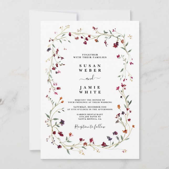 Invitation Bijoux Toned Wreath Mariage (Devant)