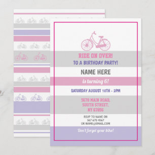 Invitation Bike Birthday Bicycle Ride Party Pink Girls