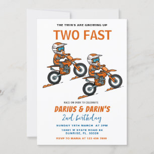 Invitation Bike Racing deux fête d'anniversaire rapide