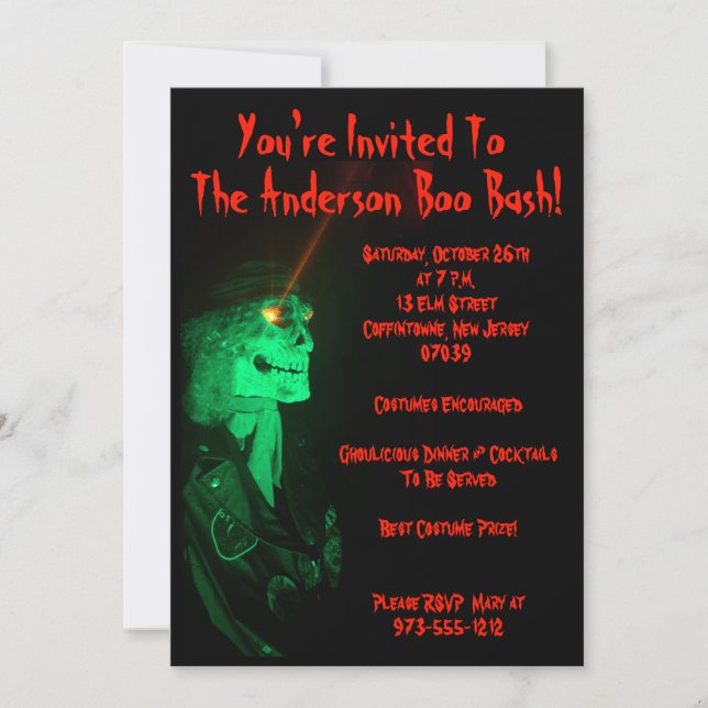Invitation Biker Billy Black et Red Halloween Party (Devant)
