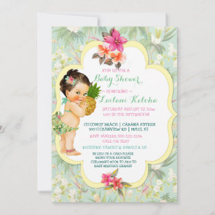 Invitation Bikini de bébé fille Tropical Luau Hawaïen Ananas