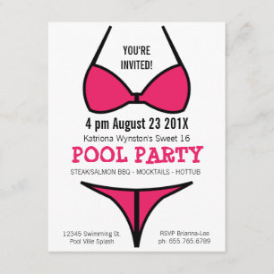 Invitation Bikini Girl Sweet 16 Pool Party