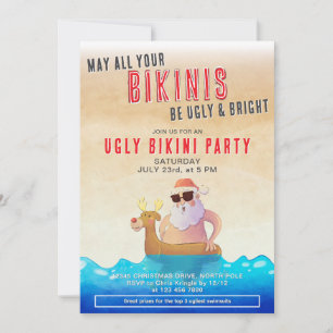 Invitation Bikini laide et brillant Noël Plage de Noël Noël N