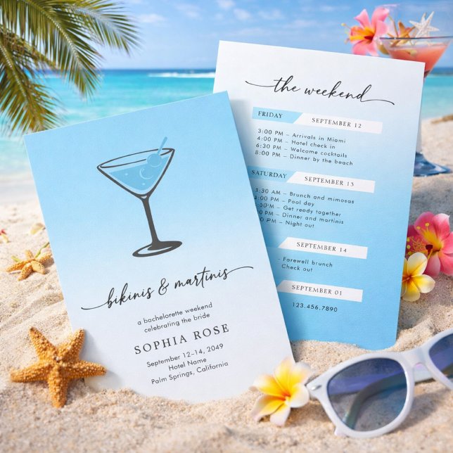 Invitation Bikinis and Martinis Tropical Bachelorette Weekend (Créateur téléchargé)